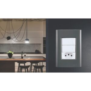 PLACA 3 POSTOS 4X2 GIZ TITÂNIO